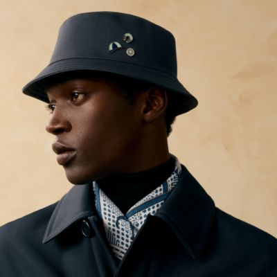 新品未使用 HERMES エルメス ストライプ バケットハット《フレッドH》黒